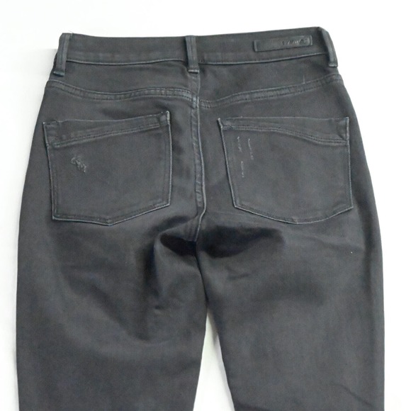 Express 00 Ankle Legging Raw Hem Black Destroyed Stretch Denim Womens‎ Jeans - Picture 6 of 7